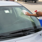 Car window cleaning without leaving film or streaks